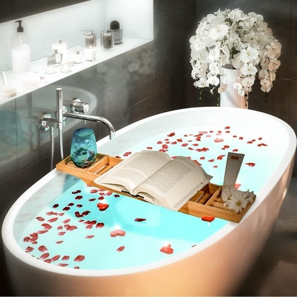 NWT Allgoods Bamboo Bath Caddy Tray - Picture 5 of 6